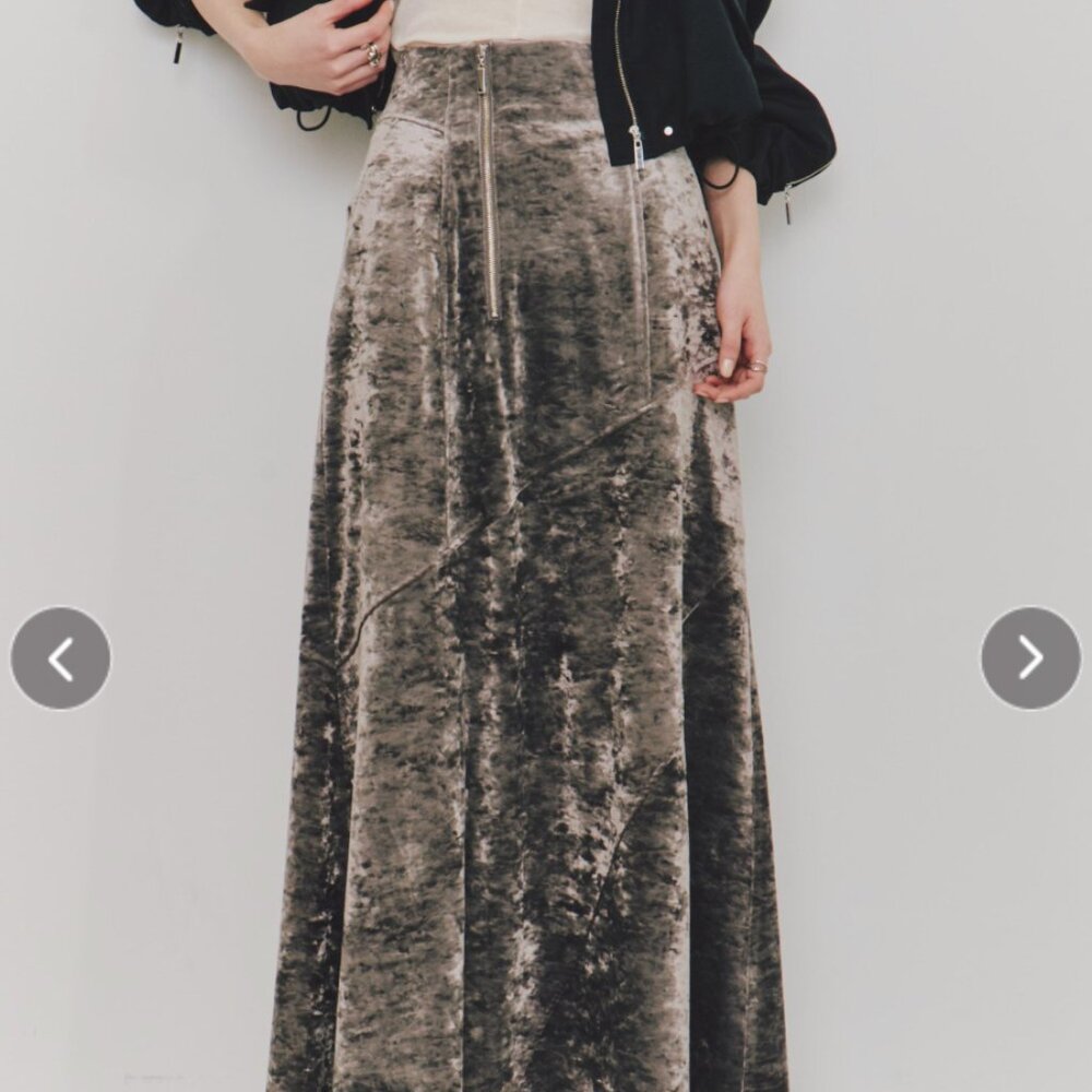 Velour Zip Panel Skirt